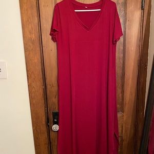red maxi dress